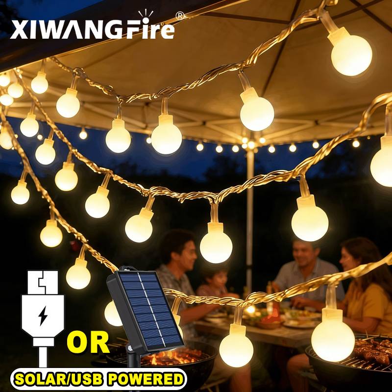 Outdoor Lighting Globes - 3-10M Solar/USB/Battery String Lights, Fairy Globe