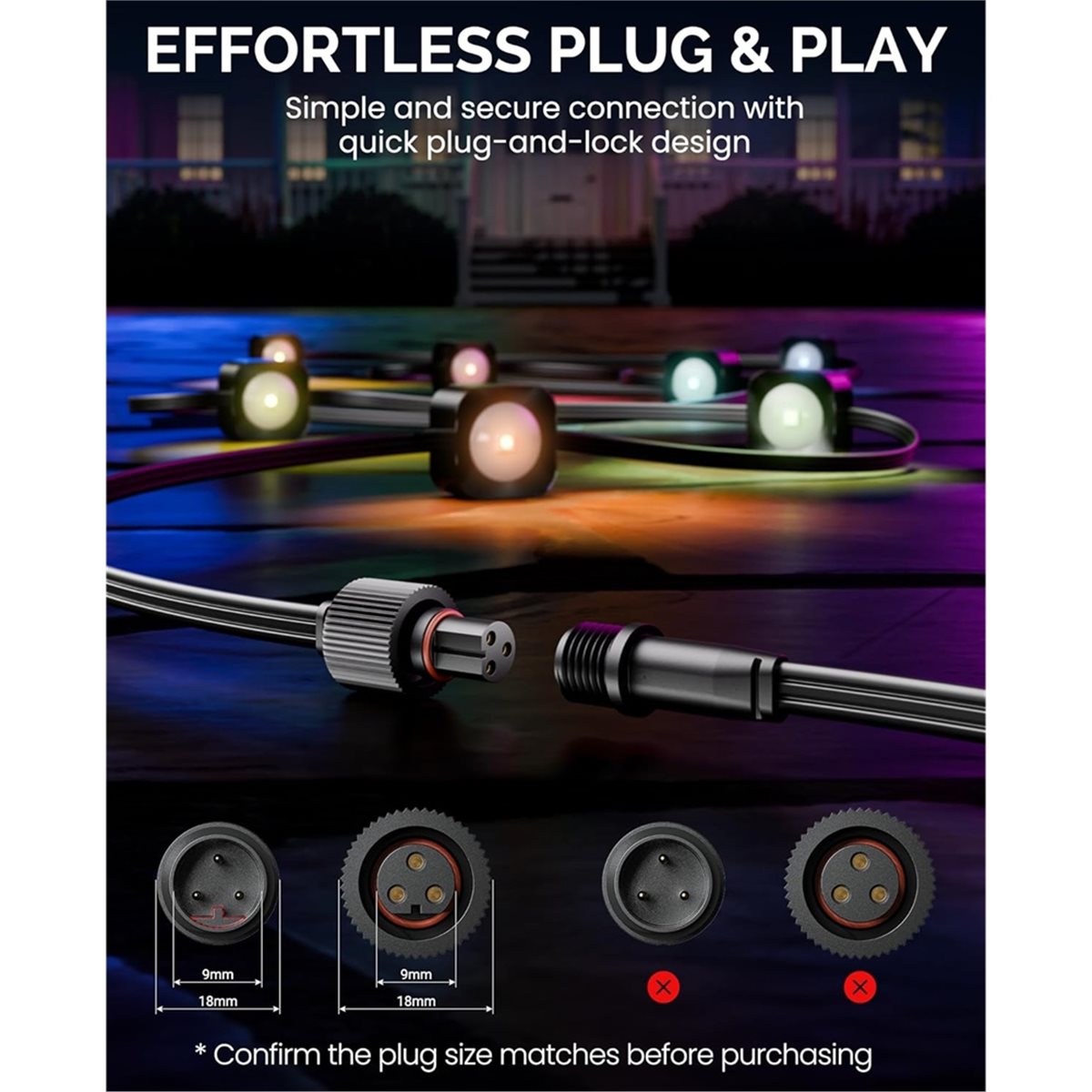 Outdoor Lighting Extension Cord - ABPP 16FT Extension Cable for Permanent