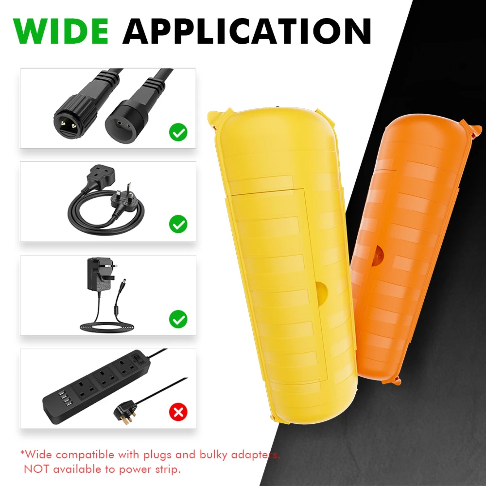 Outdoor Lighting Extension Cord - IP44 Outdoor Extension Cord Cover 29x11x7.5cm