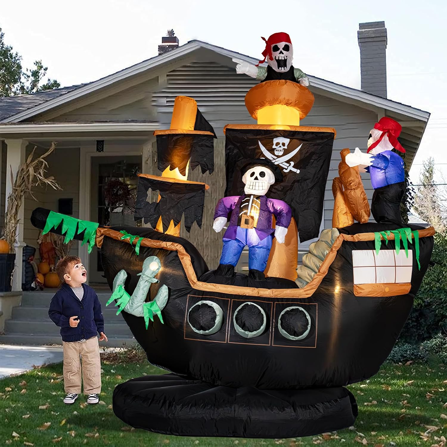 Outdoor Lighting Front Yard - Outdoor Halloween Inflatable Pirate Ship Decor