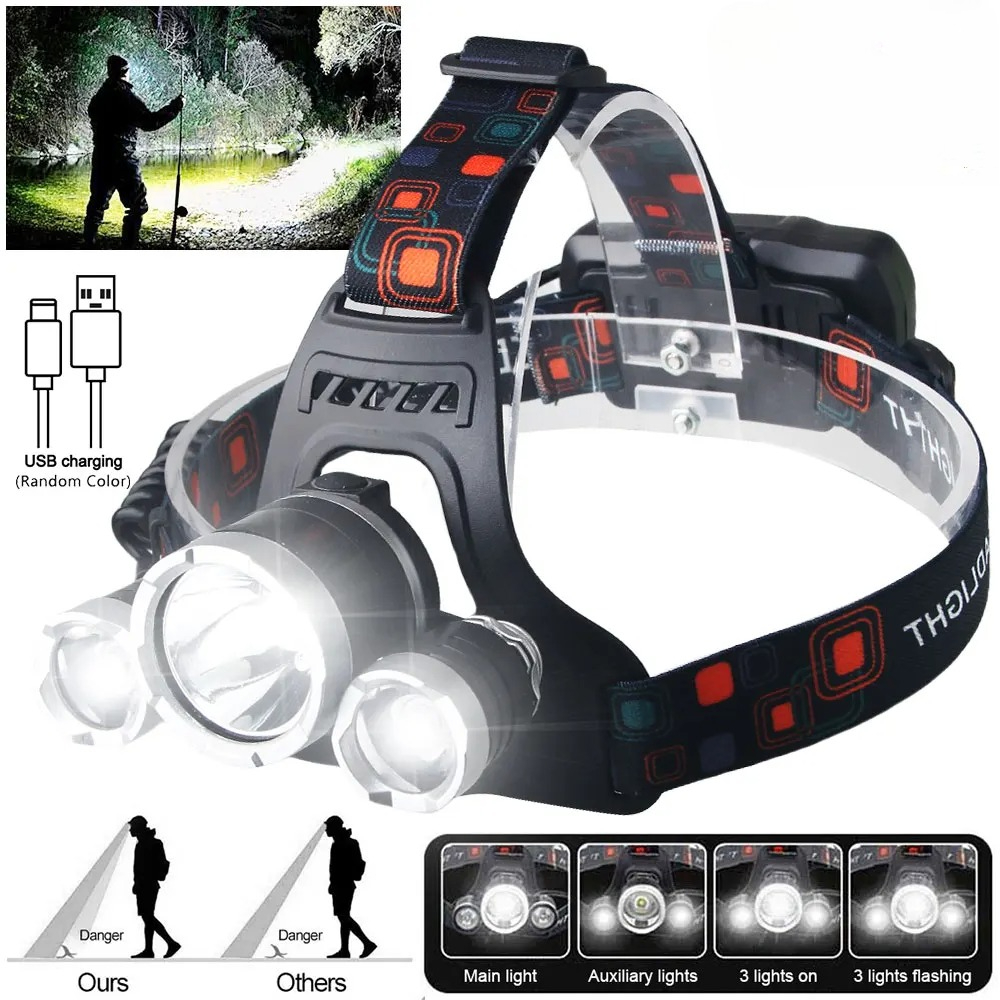 Outdoor Lighting Ideas - High Power LED Headlamp 18650 Rechargeable