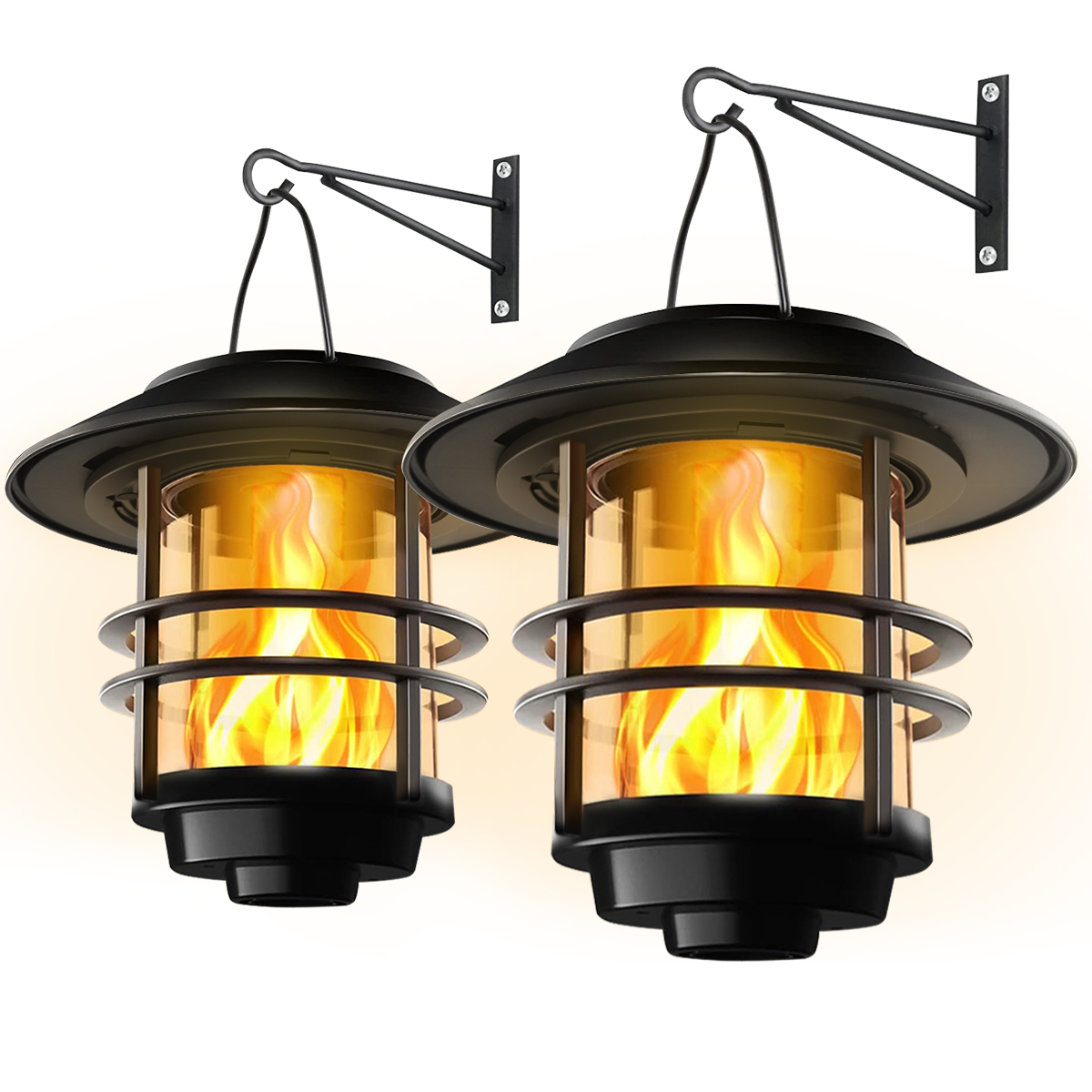 Fire Torch Solar - 1pcs Solar Hanging Lantern Outdoor Flickering