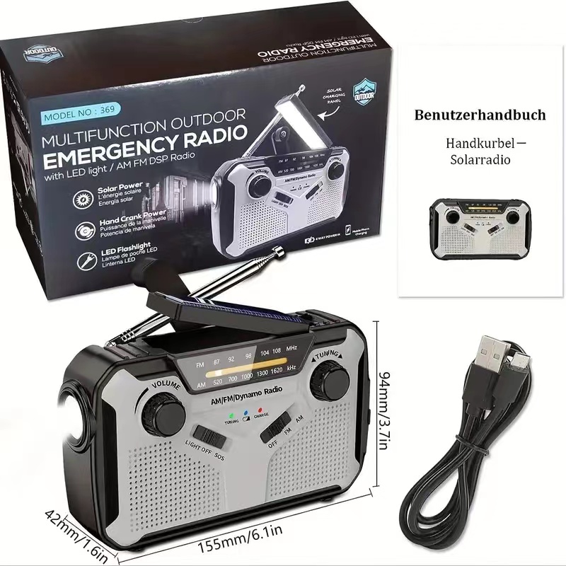 Fire Torch Solar - Solar Radio, AM/FM Portable Crank Radio