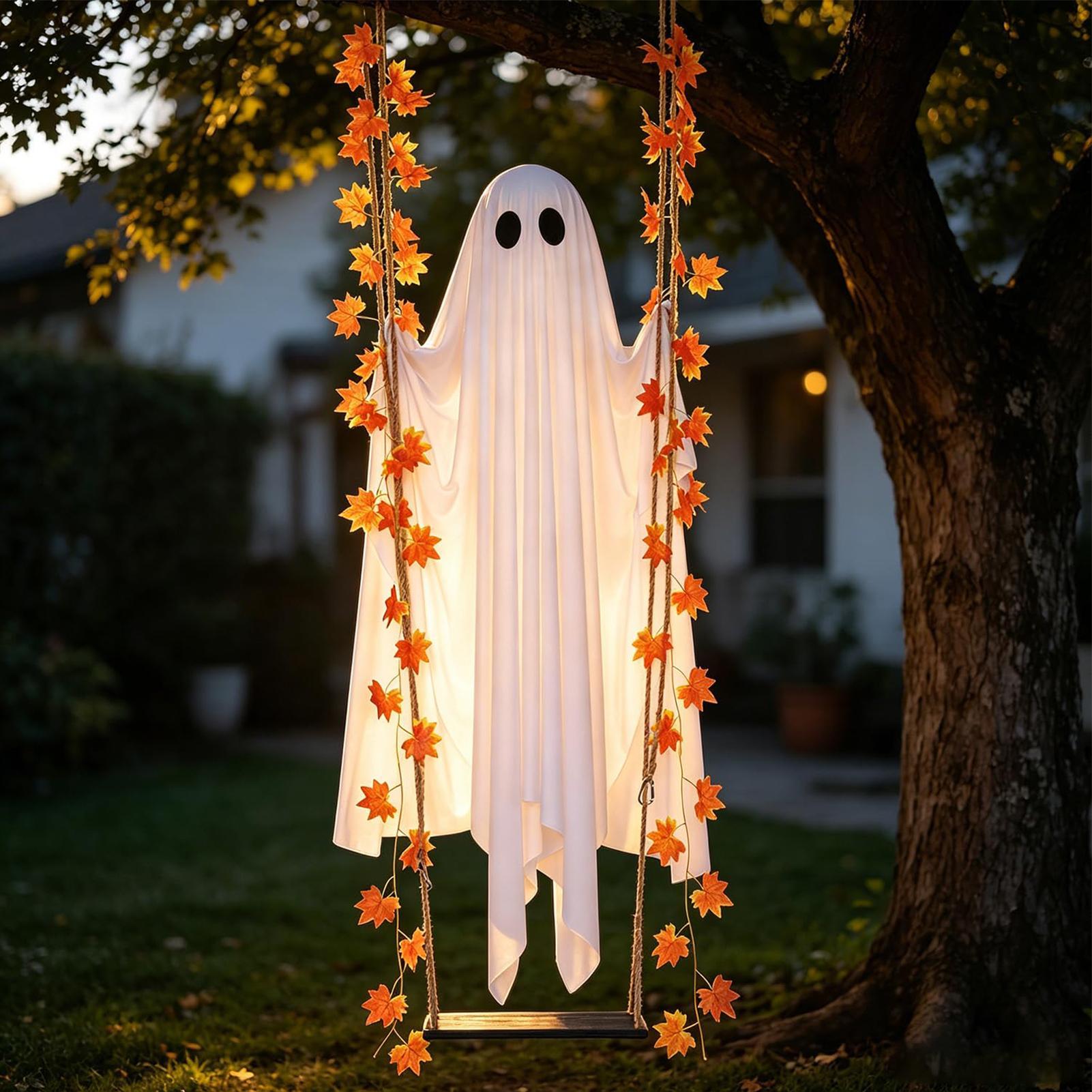 Swinging Ghost Light Up Spooky - đánh giá và giá Outdoor Lighting Front Yard