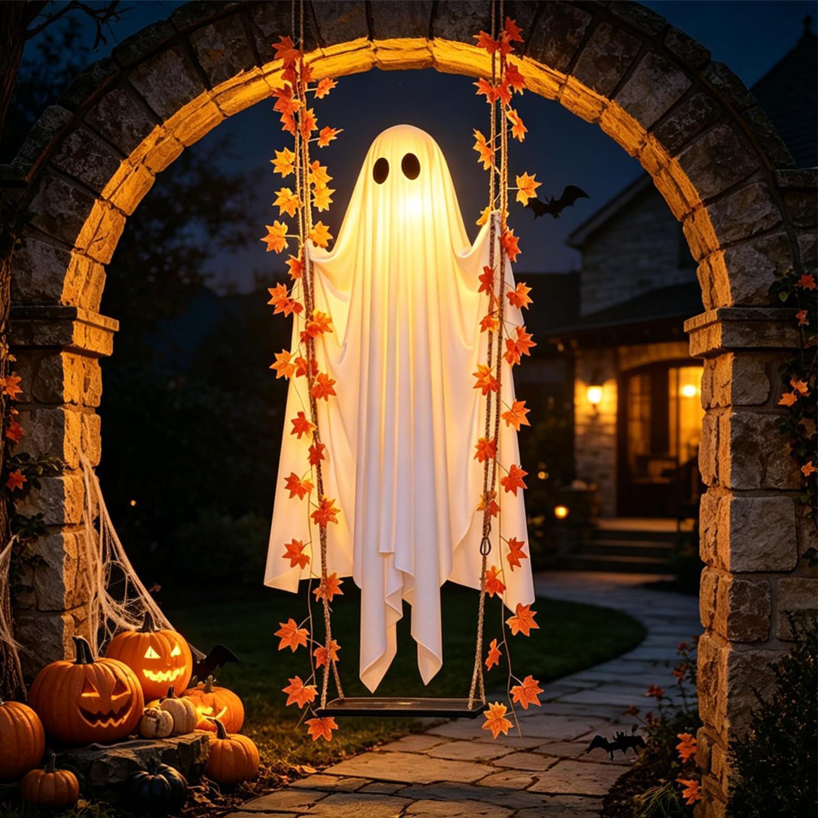 Swinging Ghost Light Up Spooky - đánh giá và giá Outdoor Lighting Front Yard