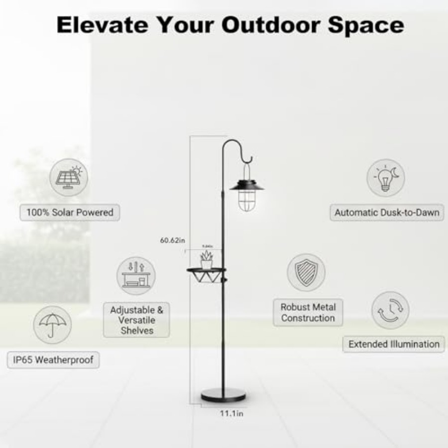 Solar Floor Lamp with Table, 6 - đánh giá và giá Outdoor Lighting For Patio