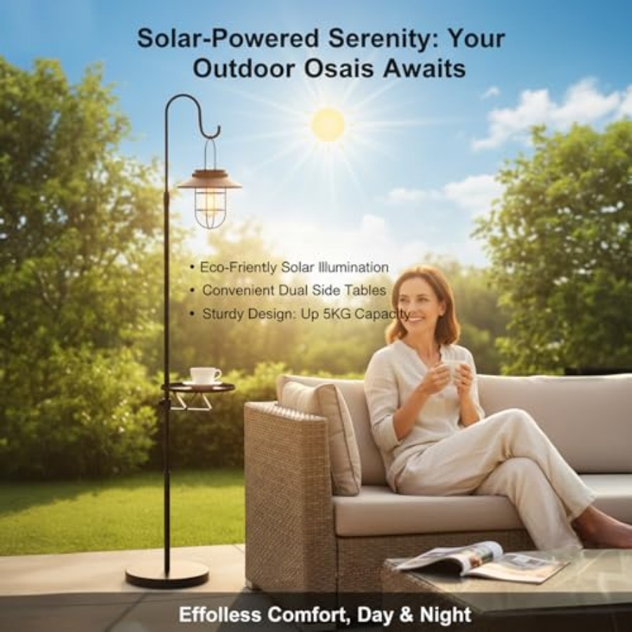 Solar Floor Lamp with Table, 6 - đánh giá và giá Outdoor Lighting For Patio
