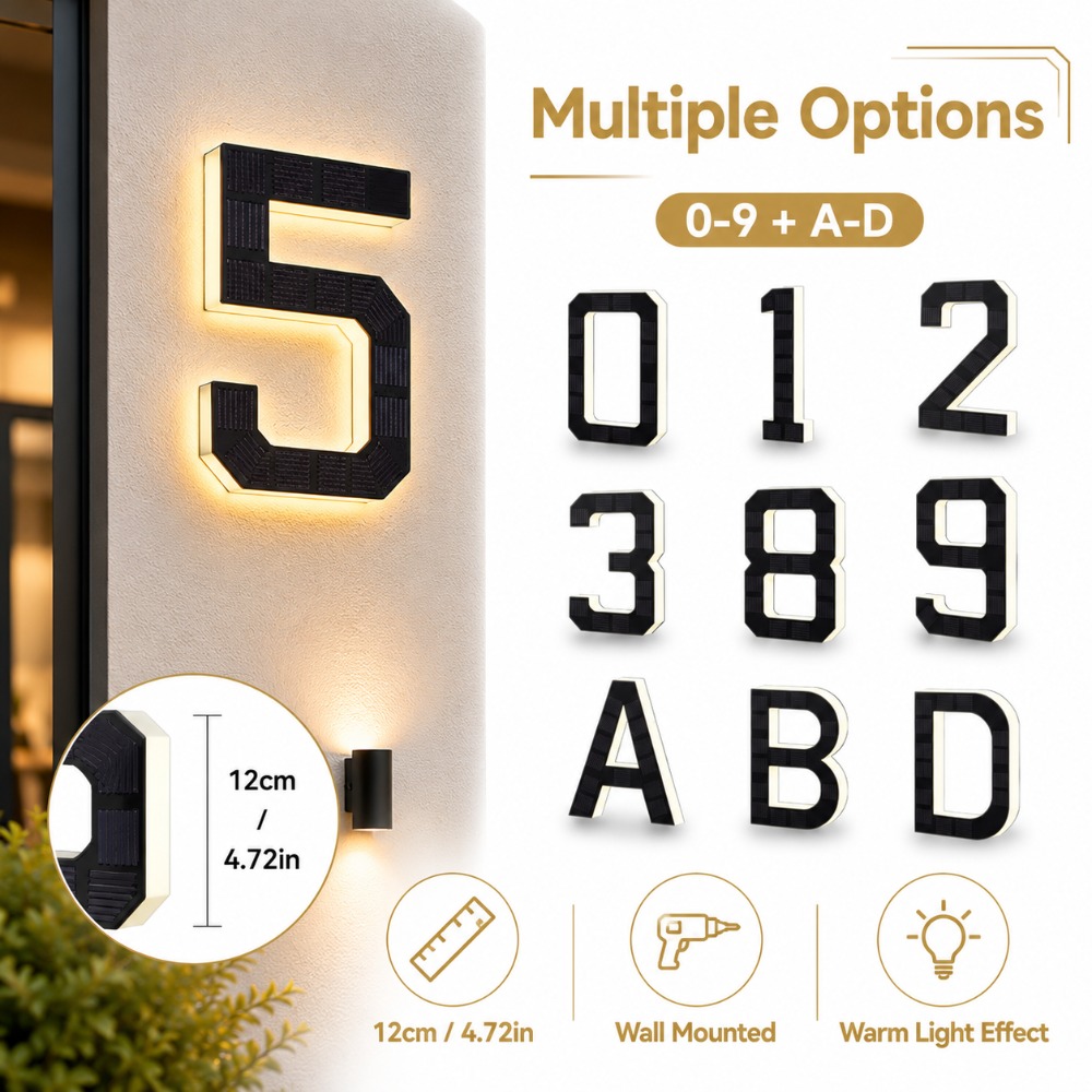 Solar LED House Number Sign Wa - đánh giá và giá Outdoor Lighting Front Yard