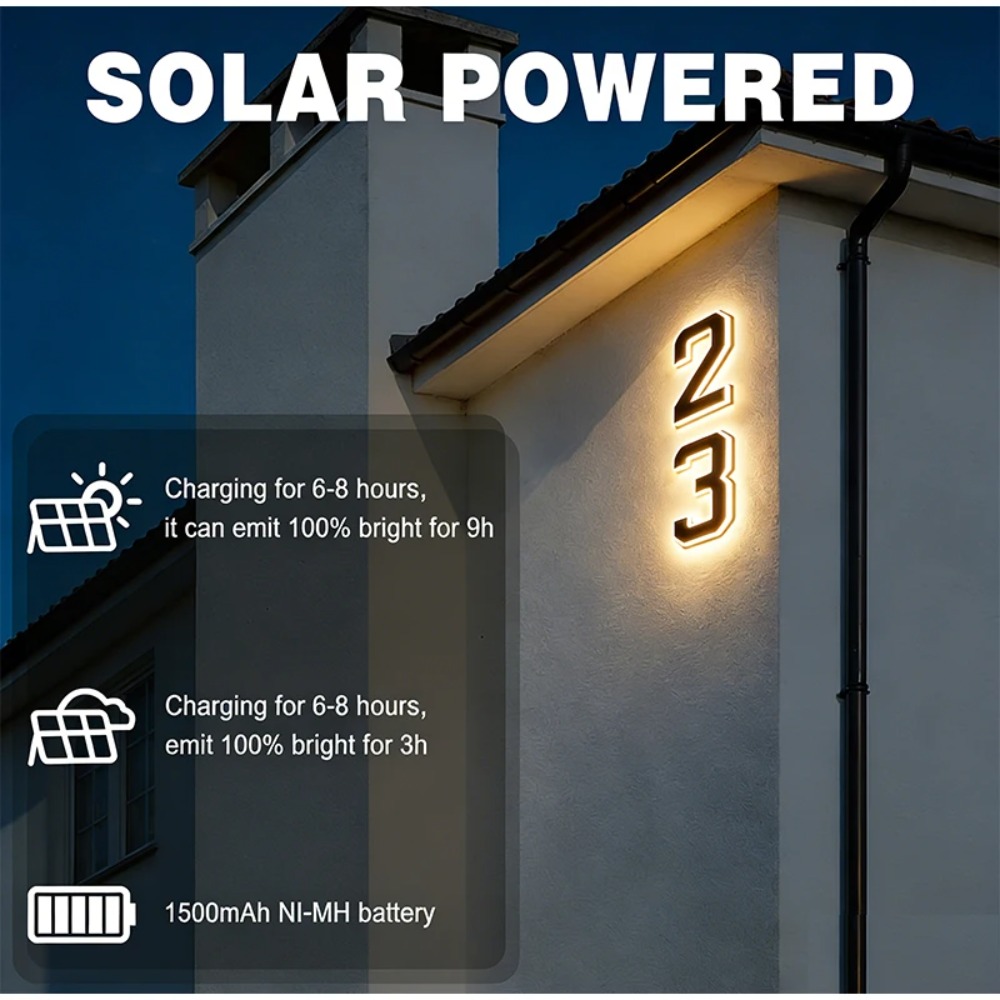 Solar LED House Number Sign Wa - đánh giá và giá Outdoor Lighting Front Yard