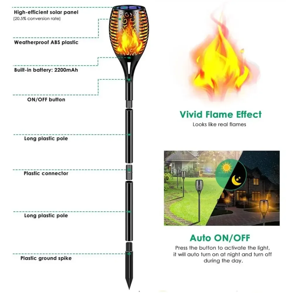 Outdoor Solar Garden Torch Lig - đánh giá và giá Fire Torch Solar
