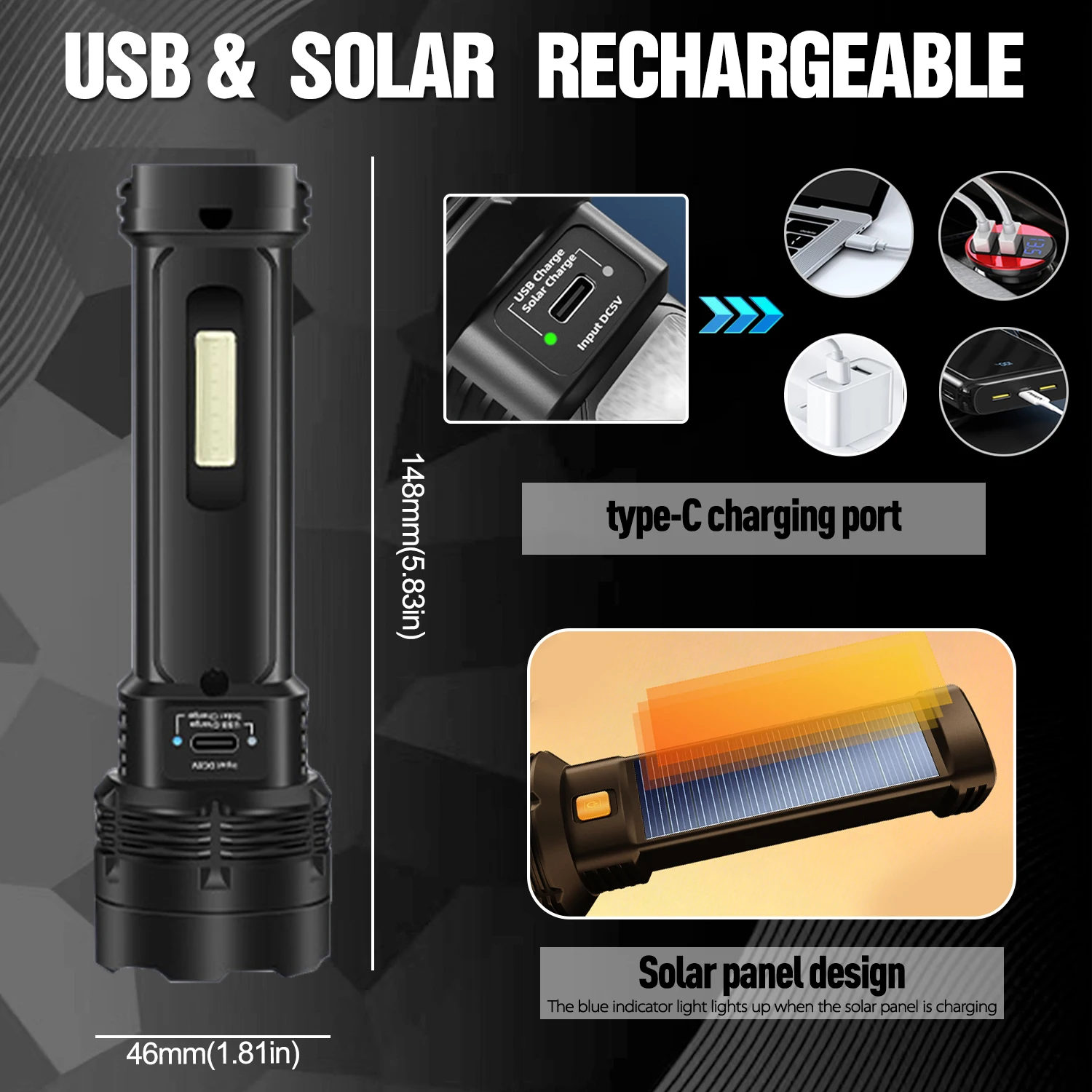 Solar-powered Flashlight Super - đánh giá và giá Fire Torch Solar