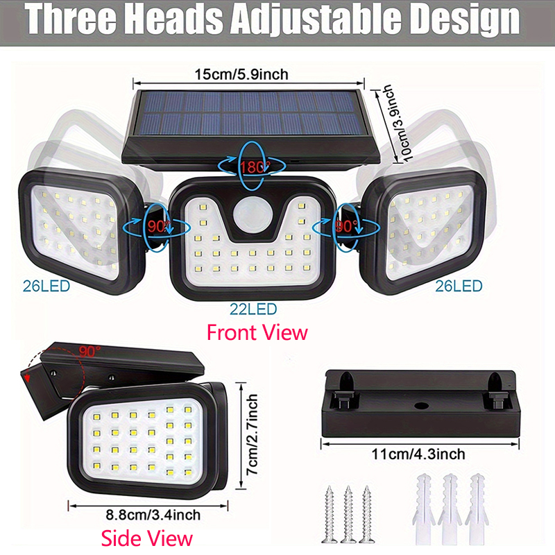 74LED Solar Light 3 Head Motio - đánh giá và giá Outdoor Lighting Front Yard