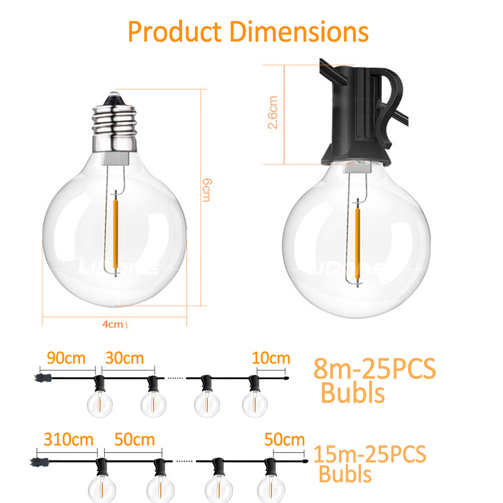 8M/15M G40 Globe String Lights - đánh giá và giá Outdoor Lighting Globes