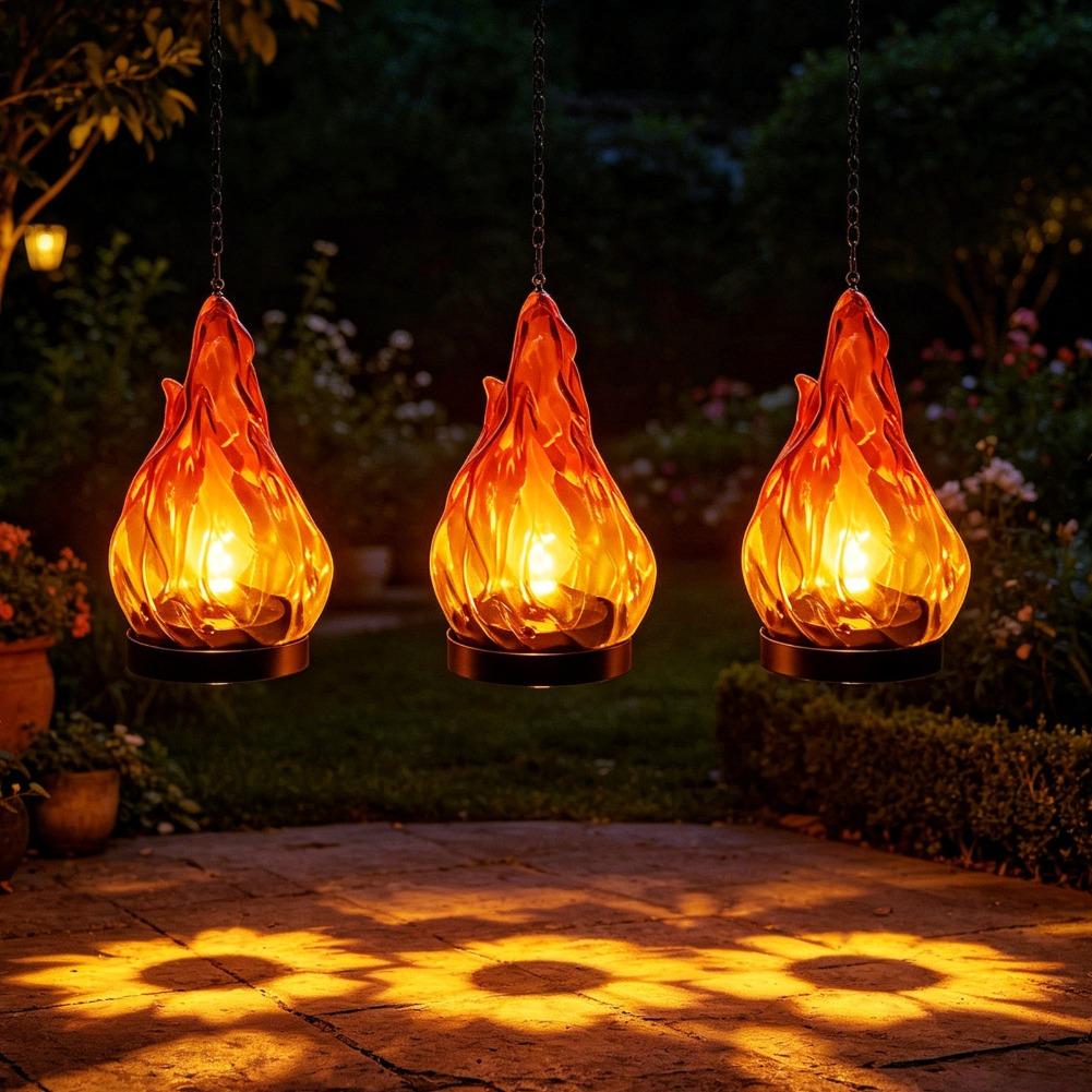 Solar Flame Hanging Lantern Li - đánh giá và giá Outdoor Lighting Yard Decoration