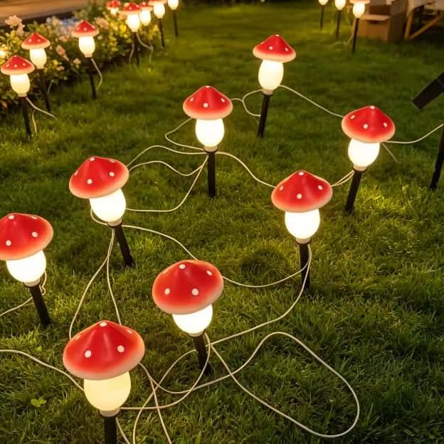 Solar Mushroom String Lights W - đánh giá và giá Outdoor Lighting Yard Decoration